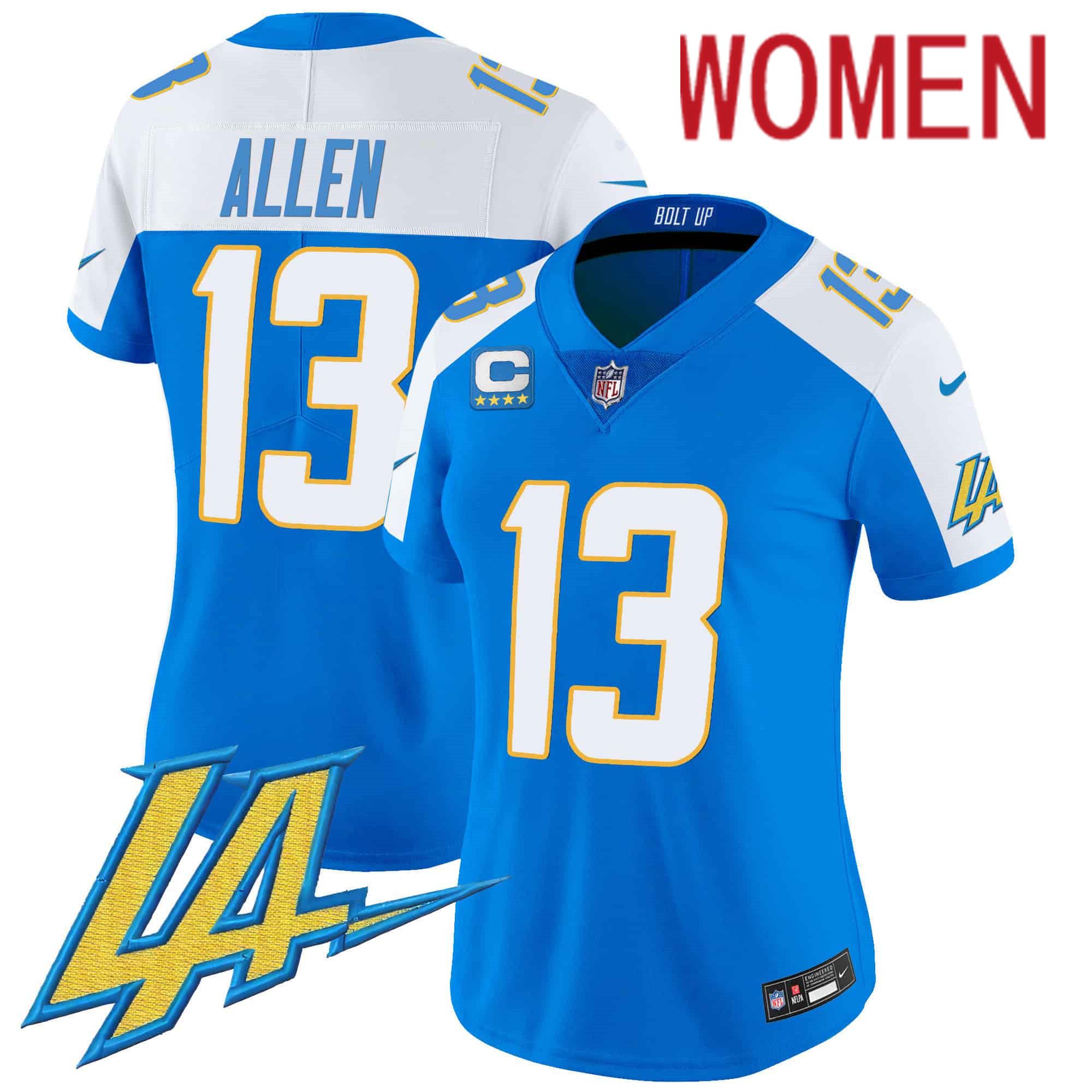 Women Los Angeles Chargers #13 Allen Light Blue 2024 Nike Vapor Limited NFL Jersey